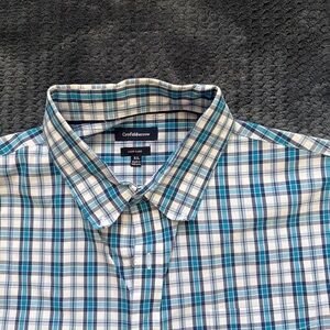 Croft & Barrow Men's Blue and Cream Checkered Shirt